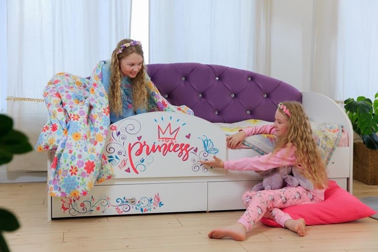 Кровать детская Эльза с бортиком, Фиолетовый (латы) в Тамбове - изображение 4