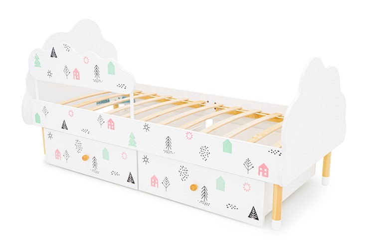 Кровать детская Stumpa Облако "Домики розовый, бирюзовый" в Тамбове - изображение 7