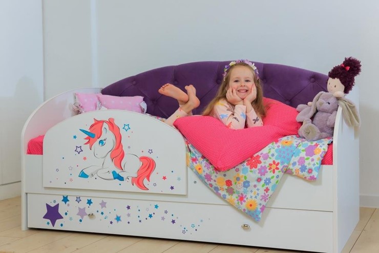 Кровать с ящиками Звездочка с бортиком, Фиолетовый в Тамбове - изображение 4