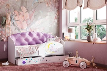 Кровать с ящиками Звездочка с бортиком, Фиолетовый в Тамбове