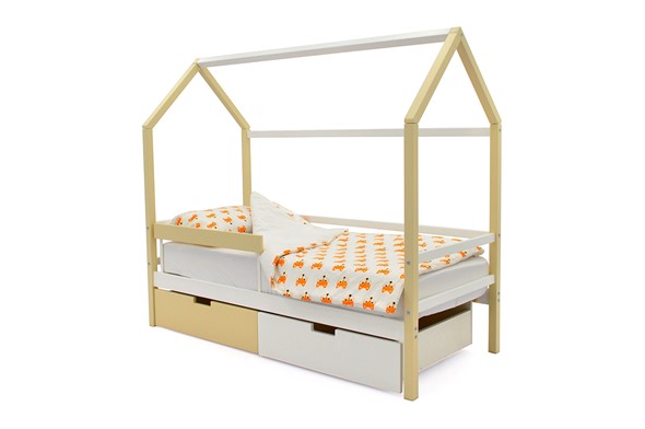 Детская кровать-домик Svogen бежево-белый в Тамбове - изображение
