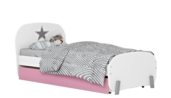 Кровать подростковая POLINI Kids Mirum 1915 Белый / Розовый в Тамбове - изображение