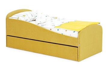 Кровать в детскую с ящиком Letmo горчичный (велюр) в Тамбове