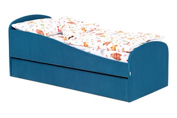 Детская кровать с ящиком Letmo морской (велюр) в Тамбове