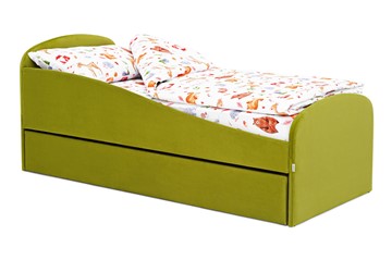 Детская кровать с ящиком Letmo оливковый (велюр) в Тамбове