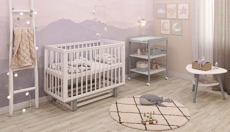 Кровать для новорожденных серия 3400 POLINI Kids Simple 340 Белый / Серый в Тамбове - изображение 10