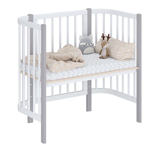 Кроватка приставная POLINI Kids Simple 105 Белый / Серый в Тамбове - изображение 1