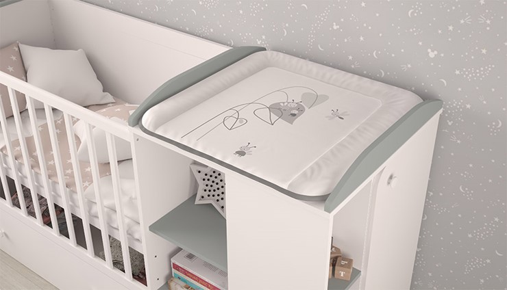 Кровать-трансформер детская с комодом POLINI Kids Ameli 800 Белый / Серый, серия AMELI в Тамбове - изображение 3