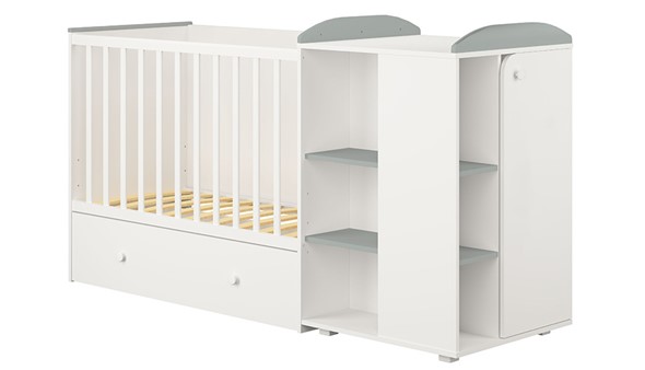 Кровать-трансформер детская с комодом POLINI Kids Ameli 800 Белый / Серый, серия AMELI в Тамбове - изображение