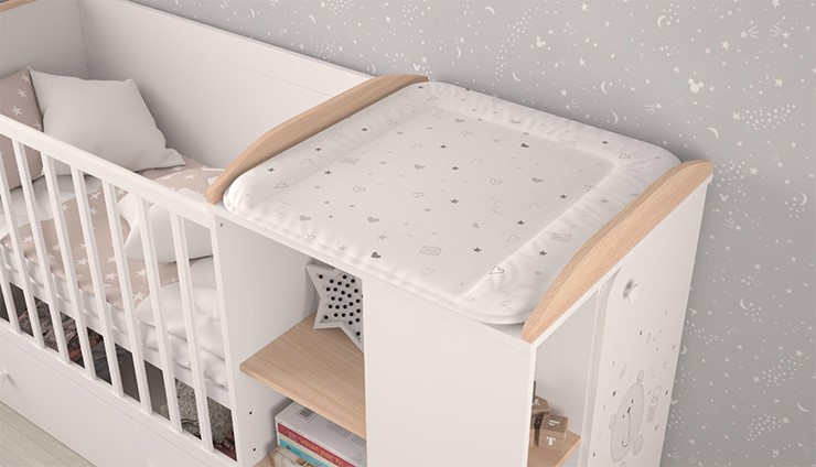 Кровать-трансформер детская с комодом POLINI Kids French 800 TEDDY Белый / Дуб пастельный в Тамбове - изображение 6