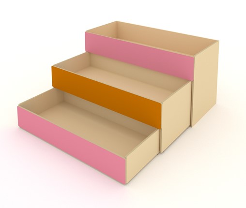 Кровать в детскую 3-х уровневая КД-3, Беж + Розовый + Оранжевый в Тамбове - изображение