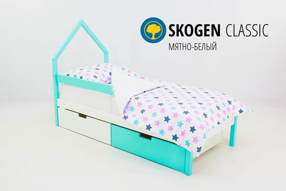 Кровать-домик детская мини Skogen белый-мятный в Тамбове - изображение