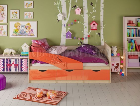 Детская кровать Дельфин, Оранжевый глянец 80х160 в Тамбове - изображение
