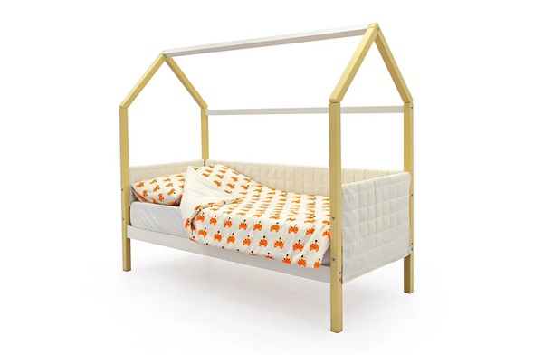 Кровать-домик детская «Svogen бежево-белый» мягкая в Тамбове - изображение