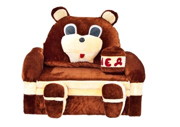 Детский диван Медведь с подушкой, ширина 120 см в Тамбове