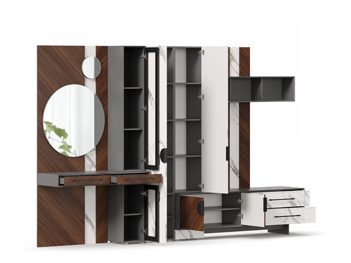 Модульная гостиная Вилена №4, Оникс Серый/Орех/Монте белый в Тамбове - изображение 5
