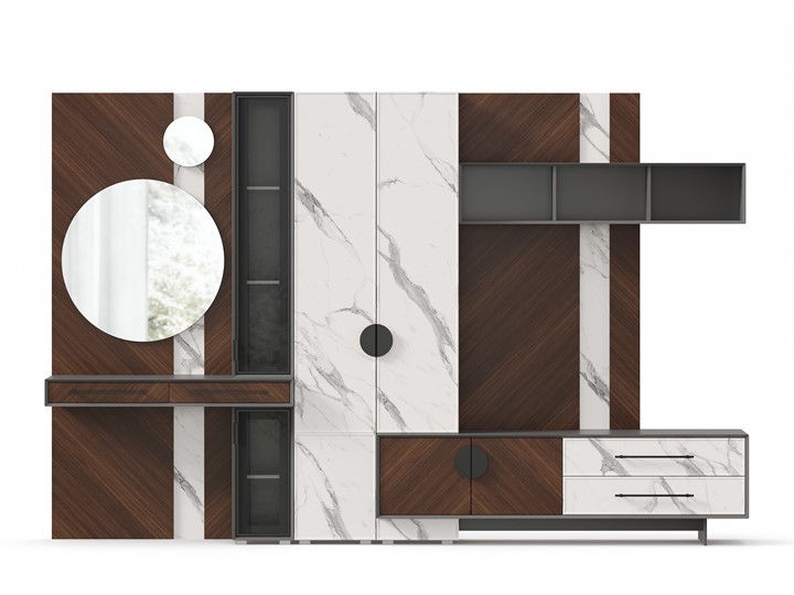 Модульная гостиная Вилена №4, Оникс Серый/Орех/Монте белый в Тамбове - изображение 6