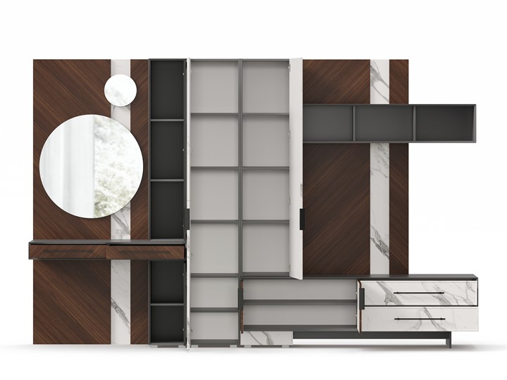 Модульная гостиная Вилена №4, Оникс Серый/Орех/Монте белый в Тамбове - изображение 7