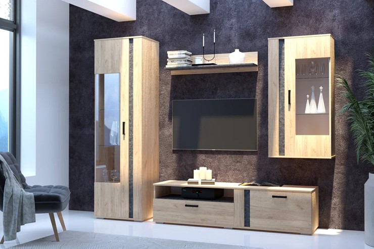 Набор мебели в гостиную МГС-1, дуб золотой/камень темный в Тамбове - изображение 2