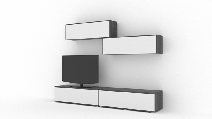 Гостиный гарнитур Куб (Cube), цвет Белый софт, Черный ясень в Тамбове - изображение 1