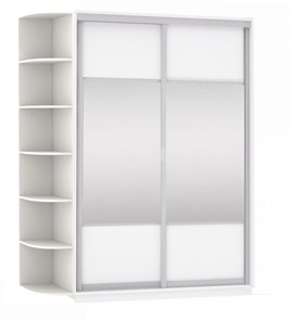 Шкаф двухдверный Экспресс (Комби), со стеллажом 1900x600x2400, белый снег в Тамбове