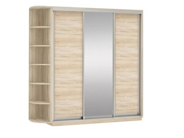 Шкаф 3-створчатый Экспресс (ДСП/Зеркало/ДСП) со стеллажом, 2100х600х2400, дуб сонома в Тамбове