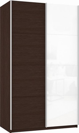 Шкаф 2-дверный Прайм (ДСП/Белое стекло) 1400x570x2300, венге в Тамбове - изображение