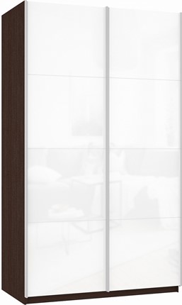 Шкаф 2-дверный Прайм (Белое стекло/Белое стекло) 1200x570x2300, венге в Тамбове - изображение