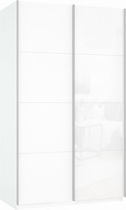 Шкаф 2-дверный Прайм (ДСП/Белое стекло) 1200x570x2300, белый снег в Тамбове - предосмотр