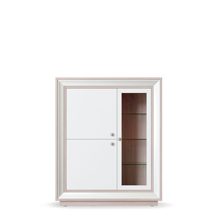 шкаф 3-х дверный (1 стеклодверь) низкий Прато 1179, Ясень светлый \ жемчуг в Тамбове - изображение