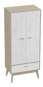 Шкаф для одежды Калгари, Дуб натуральный светлый/Белый матовый в Тамбове
