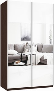 Шкаф 2-х дверный Прайм (Зеркало/Белое стекло) 1200x570x2300, венге в Тамбове - предосмотр 2