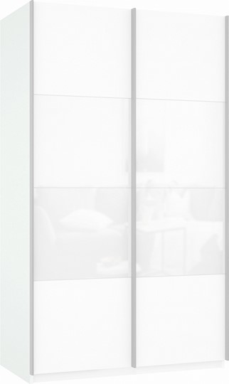 Шкаф Прайм (ДСП/Белое стекло) 1600x570x2300, белый снег в Тамбове - изображение 2