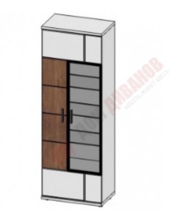 Шкаф витрина со стеклом левая Корано, Бм.Кор-01, белый экспо/ольха текстурная в Тамбове - изображение