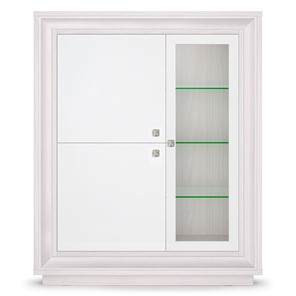 шкаф 3-х дверный (1 стеклодверь) низкий Прато 1179, Ясень анкор светлый, жемчуг, ясень анкор светлый в Тамбове - предосмотр 1