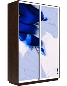 Шкаф 2-х створчатый Экспресс 1600x450x2200, Абстракция бело-голубая/венге в Тамбове