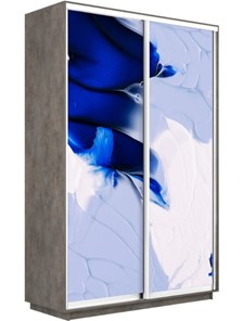 Шкаф двухдверный Экспресс 1600x600x2200, Абстракция бело-голубая/бетон в Тамбове
