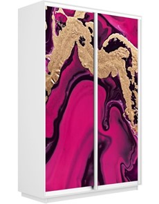 Шкаф 2-створчатый Экспресс 1600x600x2200, Абстракция розовая/белый снег в Тамбове