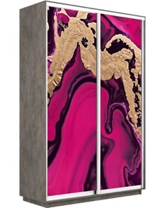 Шкаф 2-х дверный Экспресс 1600x600x2200, Абстракция розовая/бетон в Тамбове