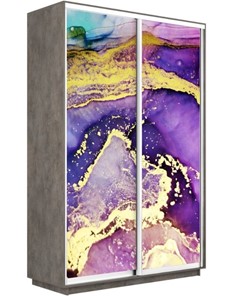 Шкаф 2-дверный Экспресс 1600x600x2400, Абстракция фиолетово-золотая/бетон в Тамбове