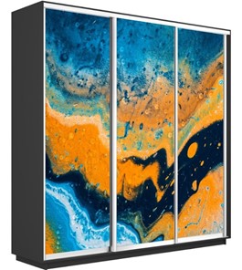 Шкаф 3-створчатый Экспресс 1800х600х2200, Абстракция оранжево-голубая/серый диамант в Тамбове