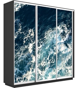 Шкаф 3-х дверный Экспресс 2100х450х2400, Морские волны/серый диамант в Тамбове