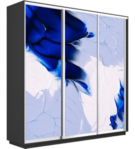 Шкаф 3-дверный Экспресс 2400х600х2200, Абстракция бело-голубая/серый диамант в Тамбове
