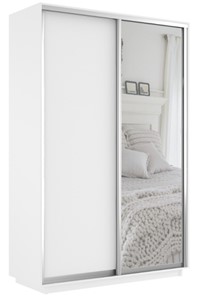 Шкаф 2-дверный Экспресс (ДСП/Зеркало) 1200х450х2400, белый снег в Тамбове