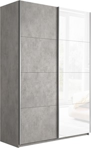 Шкаф 2-х створчатый Прайм (ДСП/Белое стекло) 1200x570x2300, бетон в Тамбове