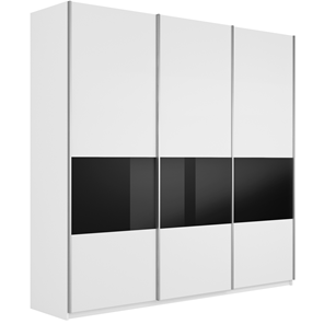 Шкаф 3-х створчатый Широкий Прайм (ДСП / Черное стекло) 2400x570x2300, Белый снег в Тамбове