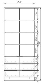 Шкаф двухдверный ЭШ2-РС-23-8-3я, Дуб Крафт белый 190х80х52 в Тамбове - изображение 2
