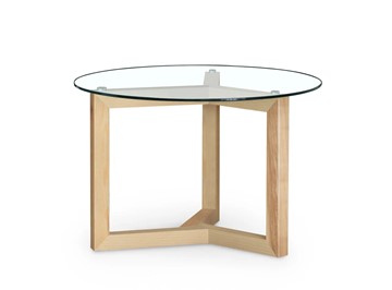 Круглый столик Оникс-8, Натуральный массив/Прозрачное стекло в Тамбове