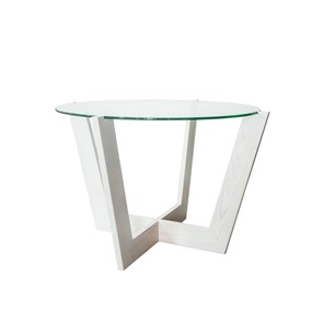 Круглый столик Оникс-10, Выбеленный дуб/Прозрачное стекло в Тамбове