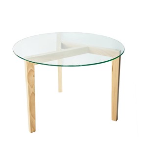 Круглый стол Оникс-7, Натуральный массив/Прозрачное стекло в Тамбове - предосмотр